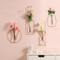 1pc Wall-mounted Glass Vase Home Decor Wall Decoration Iron Hanging Flower Vases Hydroponic Plants Container. 