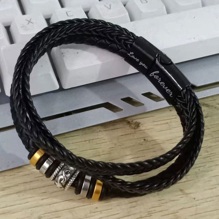 Cross-Border%20Foreign%20Trade%20Ethnic%20Style%20Jewelry%20Stainless%20Steel%20Bracelet%20Men's%20Multi-Layer%20Woven%20Leather%20String%20Titanium%20Steel%20Magnetic%20Snap%20Bracelet%20Wholesale%20-%20Image%203