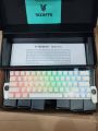 Tezarre TK63 Pro Wireless Keyboard Bluetooth/2.4G/USB Wired 60% Mechanical Gaming Keyboard RGB Backlit PBT Pudding Keycaps Hot-Swappable (Gateron Brown Switch, Off-White, White). 