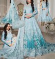 Beautiful 3D FULL Handwork (5000+ Pearls Use) & Heavy Embroidered Net Wedding Maxi Dress Unstitched RCHI-851. 