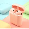 inPods i12 Airpods_ pink color TWS wireless earbuds headset headphones Bluetooth 5.0 high quality stereo sound built in mic touch sensors with charging case for all phones(IOS & Android). 