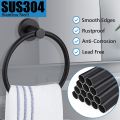 Alkhaleej Matte Black Towel Ring for Bathroom 1 Pack, Kitchen Bath Towel Holder Hangers Wall Mount Heavy Duty Storage Stainless Steel. 