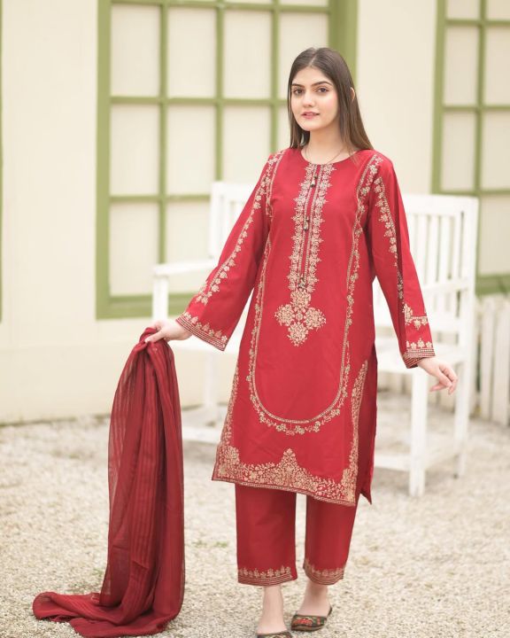 Formal%20Embroidered%20Kurti%20for%20Women%203%20Piece%20Suit%20with%20Dupatta%20&%20Trouser%20-%20Wedding%20Dresses%20for%20Women%20-%20Image%206