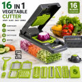 16-in-1 Multifunctional Vegetable Cutter & Chopper | Manual Slicer, Dicer, Grater & Peeler for Fruits, Onion, Potato & Cheese | Easy Kitchen Use. 