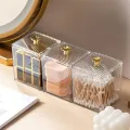 Makeup Cotton Pad Swabs Storage Holder Box Portable INS Multifunction Desk Tray with Lid Transparent Acrylic Cosmetic Container Crystal Jewelry Organizer Case. 