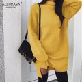 Ladies Turtleneck Sweater Mini Dress Long Sleeve Turtleneck Knit Dress Fall Winter Casual Loose Warm Sweater OversizedSweatshirt. 