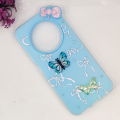 Tecno Spark 30C 4G Soft Silicone Fancy Flowers And Butterfly design Mobile Back Case (Sky-Blue). 