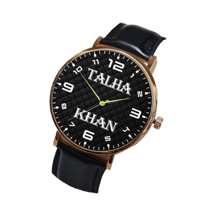 Customize Name Black Straps Watch For Men Daraz.pk