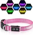 Pumila LED Rechargeable Dog Collar  Waterproof Glow in the Dark Dog Collar Flashing Light Collar. 