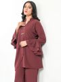 MK COUTURE Double Georgette 2 Pcs Stitched- Maroon. 