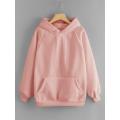 Peach Plain Fleece Full Sleeves Pull Over Hoodie. 