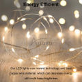 【ETOP】Auoyo 10 LED Strip Light String Fairy Light Christmas Gift Decor Lights Wall Decoration Wedding Light Battery Operated Strip Lights Holiday Copper Wire String Lights3  Mode Garland Flower Deco String Lights Warm White 1Meter. 