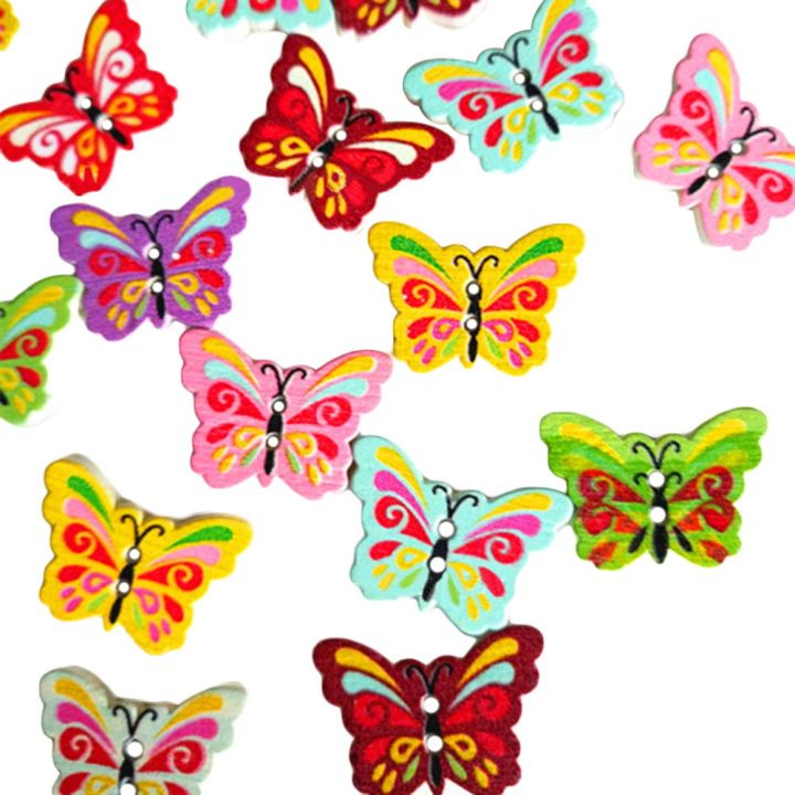 50%20Pcs%202%20Holes%20Colorful%20Butterfly%20Shape%20Wooden%20Buttons%20Clothes%20Sewing%20DIY%20Decor%20-%20Image%202