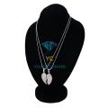 Simple Broken Heart Double Chain Pendant Necklace For Couple and Girls. 