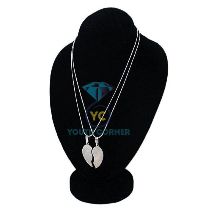 Simple Broken Heart Double Chain Pendant Necklace For Couple and Girls