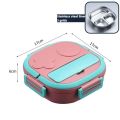 Lunch Box, Creative 3-Grids Homio Tedemei Original Stainless Lunch Box Four-Button Sealed Creative 3 compartment Bento Box with Fork/Spoon. 