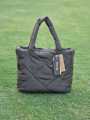 Quilted Tote Handbag Lightweight 31x28cm with Inner Zip Pocket Durable Fabric Casual Shoulder Bag for Daily Use. 