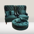 2 Modern Sofa Chair Tufling Designe Two Seater Fabric Green Velvet With Free 2 Cousion Colour {{Special Offer Available }}. 
