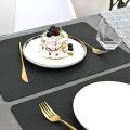 Relaxsit Black PU Leather Placemats Set of 4 & 6 Waterproof Heat Resistant Durable Non-Slip Table Mats for Kitchen Dining Table, restaurants, and commercial kitchen use.. 