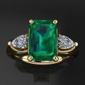 14k Gold Jewelry Green Emerald Ring for Women Bague Diamant Bizuteria Anillos De Pure Emerald Gemstone 14k Gold Ring for Females. 