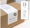 Printed “Thank You” Paper Labels | 5x15cm (Approx. 2x6 Inch) High quality Paper Strips | White & Brown Colors | Elegant Thank You Message Tags for Gift & Packaging. 