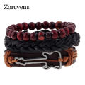 New Hand Wrap Leather Bracelets Men Charm Guitar Wrist Band Jewelry Boys Accessories. 