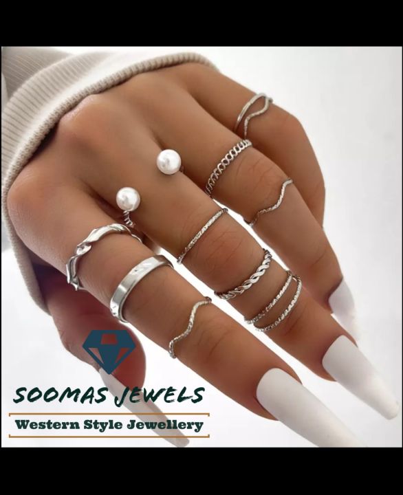 10%20Pieces%20Ring%20Set%20For%20Girls%20Wave%20Twist%20Pearl%20Finger%20Rings%20For%20Women%20Wedding%20Gift%20Retro%20Infinite%20Adjustable%20Ring%20Set%20For%20Women%20Birthday%20Gift%20Pack%20of%2010%20Rings%20For%20Girls%20Soomas%20Jewels%20-%20Image%202