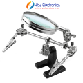 TE-805 5x Magnifying Glass With Three Handles Helping Hand Soldering Iron Stand Repinring Tool. 