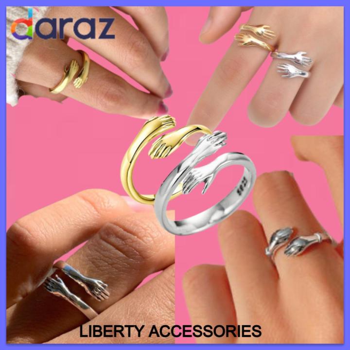 Romantic Punk Rings for Women Girls Hand Strap Love Hug Ring Fashion Lady Men  Adjustable