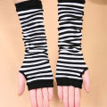 Fingerless Gloves Striped Windproof Thick Arm Wrist Gloves. 