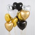 Pack of 5 pcs Black Foil Heart Balloons. 