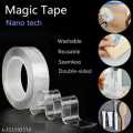 Double Sided Nano Adhesive Tape, Washable Traceless Nano Gel Tape, Stick to Glass, Metal, Kitchen Cellphone, Pads or Tile Nano Tape Grip Tape Transparent. 