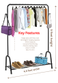 Cloth Hanging Stand  - Premium Foldable Boutique Hanger Stand - Best Single Pole Cloth Hanging Stand for Home, Boutique, and Garment Shops - Durable, Portable, Easy to Assemble. 
