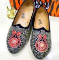 Black Silver Golden Nagra Loafers for Men. 