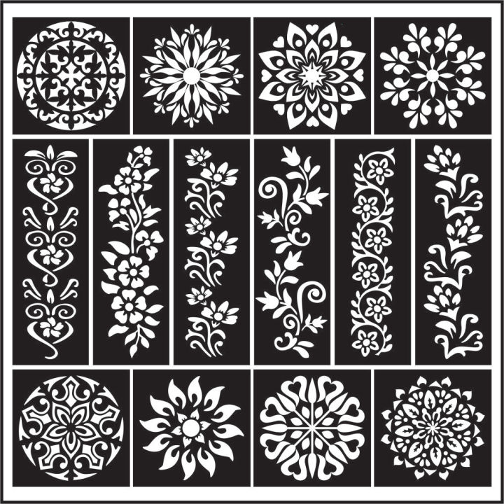 8 Tikki & 6 Bail Beautiful Mehandi Design Sheet   Mehndi Stencils Stickers   Reuseable