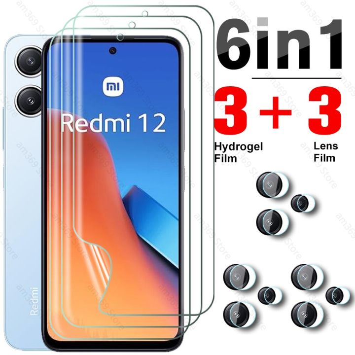 For Xiaomi Redmi 12 4G 6in1 Hydrogel Film Screen Protector for Redmy 12 Redmi12 23053RN02A 6.79inch 2023 Camera Lens Glass