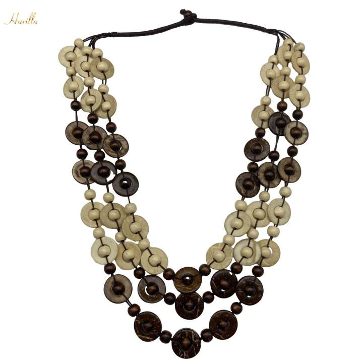 Multicolor Bohemian Necklace Wood Bead Necklace Choker Pendant Tribal Necklace Layered