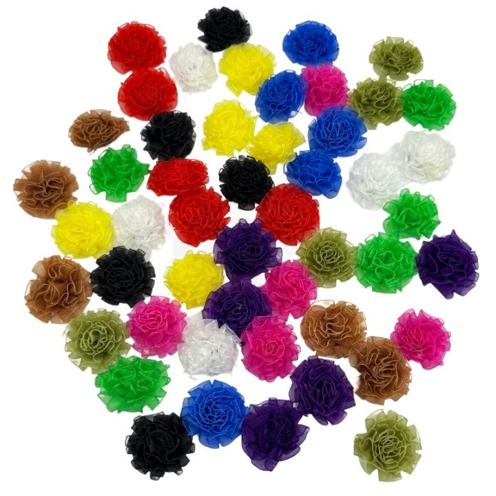 45-PACK MULTICOLOR ORGANZA FLOWERS FOR CRAFTING