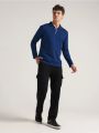 Zipper COLOR Men Track Suit premium quality for men and boys Blue Shirt with Black Four Pockets Trouser. 