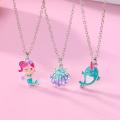 New GC 3pc Girl Necklace Jewelry Cartoon Mermaid hell Dolphin hape Pendant Clavicle Chain Children Gift. 