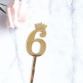 0-9 Numbers Cake Toppers Happy Birthday Cute Crown Number Cake Flag Acrylic Cupcake Topper Birthday Party Cake. 