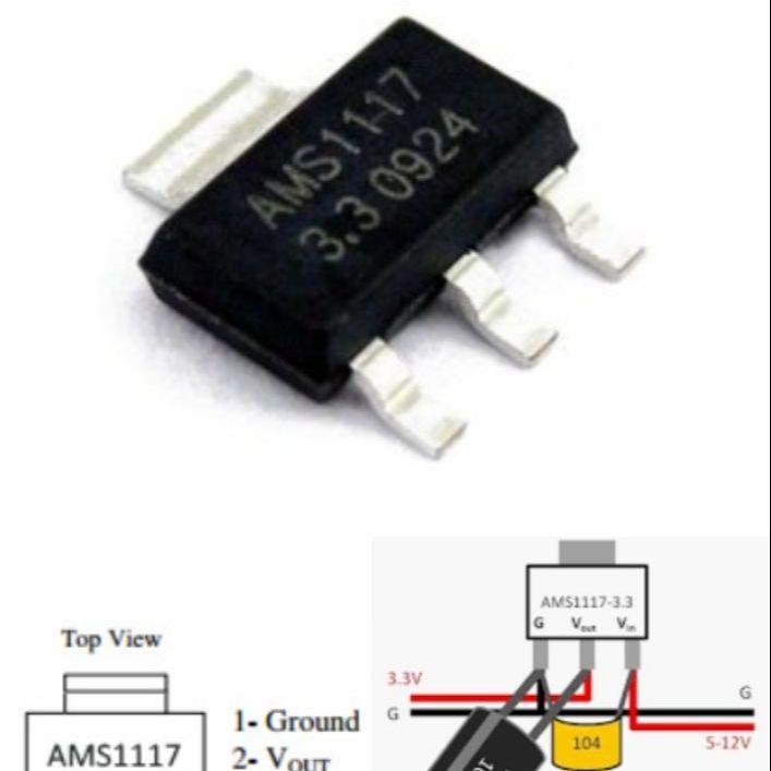 5pcs AMS1117-3.3V Fixed voltage regulator SMD SOT-223 Linear Voltage Regulator