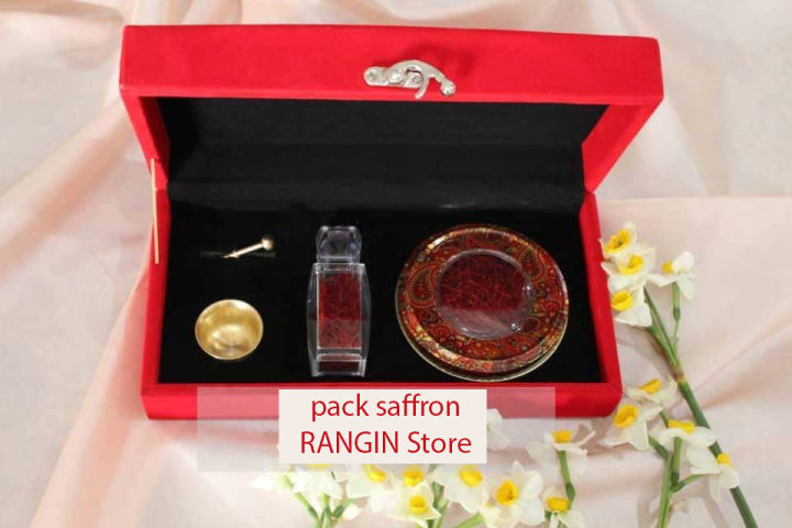 Super Negin (zafran) Saffron (original irani saffron) packaging gift  with 10 grams in a metal container and 3 grams in a glass container