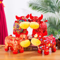【Nine Dan Store】25cm 2021 Year Zodiac Ox Plush Toys Cute Red Milk Cow Mascot Plush Stuffed For Children Kids Birthday Gift. 