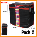 BASEIN Pack 2 Home Storage Foldable Bag New Waterproof Oxford Fabric Bedding Pillows Quilt storage bag clothes storage bag organizer 100gsm Black. 