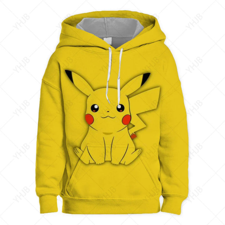 Pokemon Children Costume Spring Boy Hoodie Kids Clothes Funny Pikachu Pokemons Hoodies for Teen Girls 4 14Y Baby Boys Sweatshirt