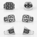 Jerusalem Cross Religion Stainless Steel Mens Rings Simple Retro for Male Boyfriend Biker Jewelry Creativity Gift Wholesale. 