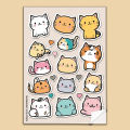 Cute Cats Sticker Sheet - [UNCUT] for Journals Planners Scrapbooking DIY Crafts Mobile Covers Laptops and Girls Notebooks & Art for Kids and Wall Decore. 