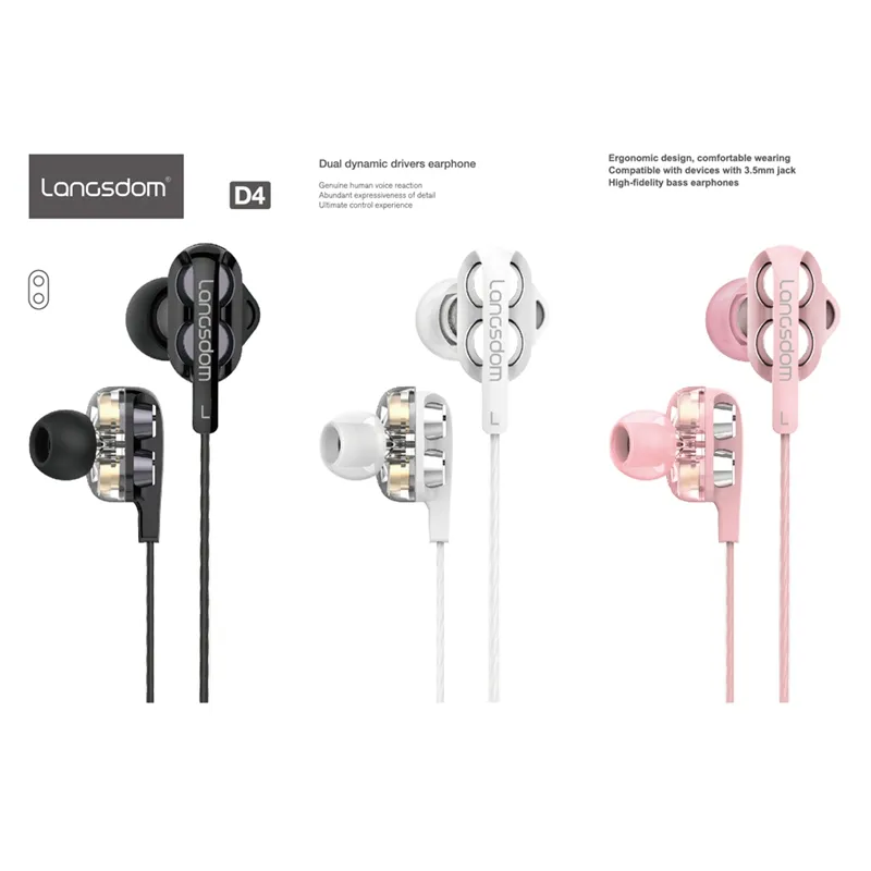 Langsdom Dual Driver Original Earphones Headphones Hand free with HD Mic for All 3.5mm jack Mobiles PC Laptop Tablet Mp3. Daraz.pk