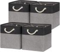 Two Tone Canvas Storage Basket - Black and Grey. 